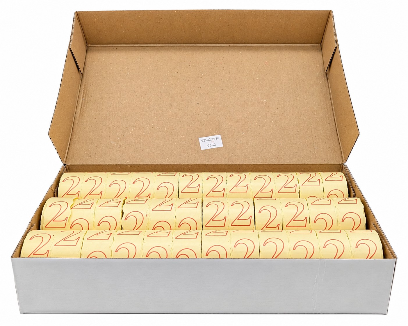 Papiertuchrollen, Papierhandtücher, Gelbes Papier, Zahlenmuster, Kartonverpackung, Papierprodukte, gelbes Papier, Zahlenaufdruck, Versandkarton