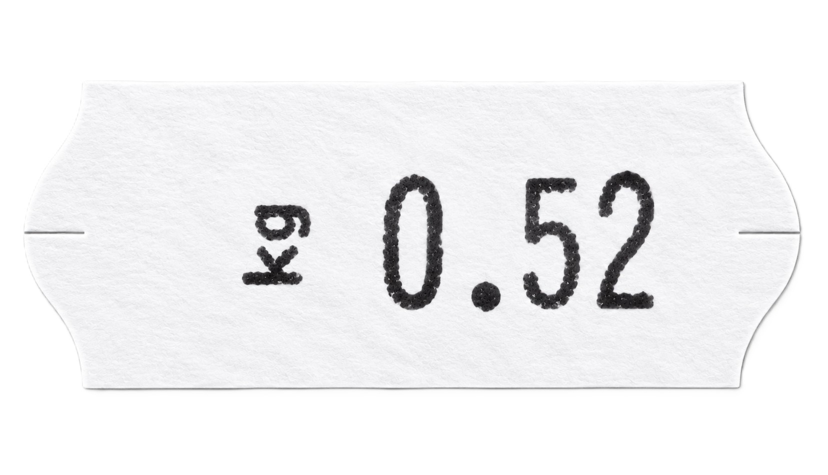 Textiletikett, weiß, schwarzer Aufdruck, Größenangabe