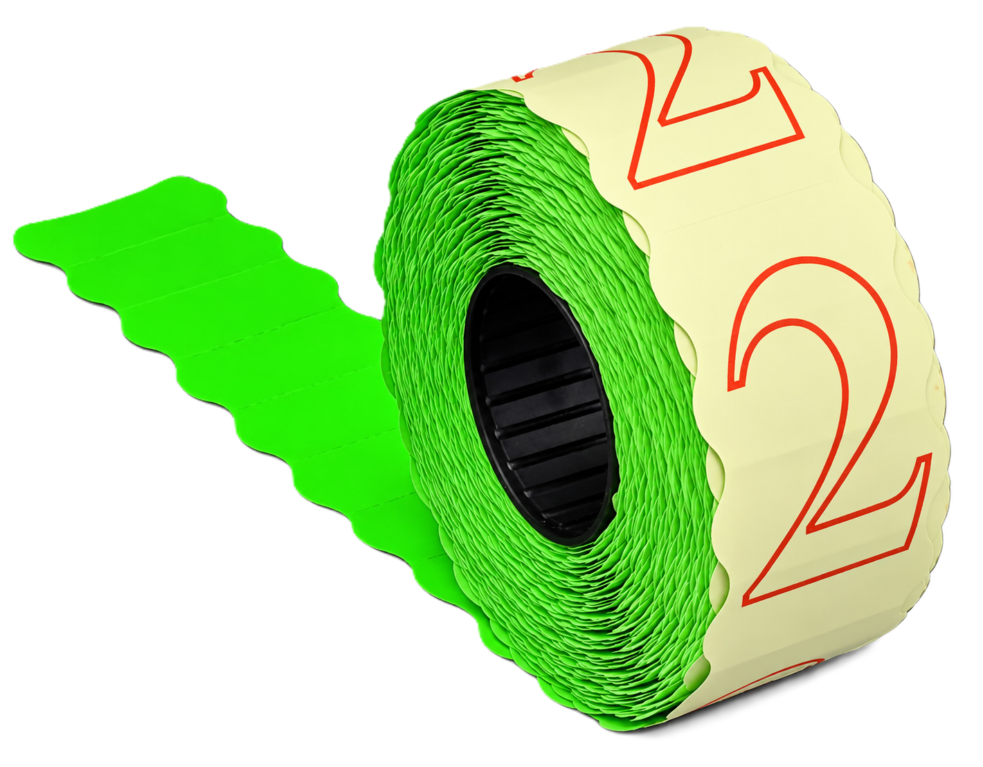 Preisauszeichner-Etiketten, Etikettenrolle, Neongrün, Zahlenaufdruck, selbstklebend