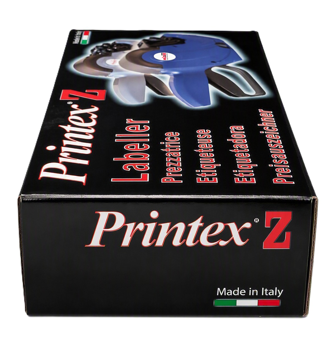 Etikettiergerät, Preisauszeichner, Handgerät, blau, italienische Herstellung