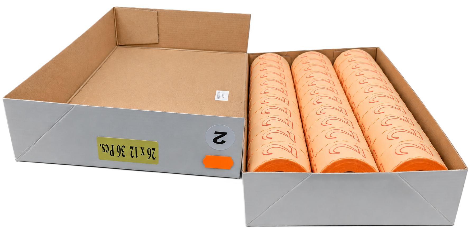 Papierrollen, orange, bedruckt, Rollenware, Mehrfachpackung