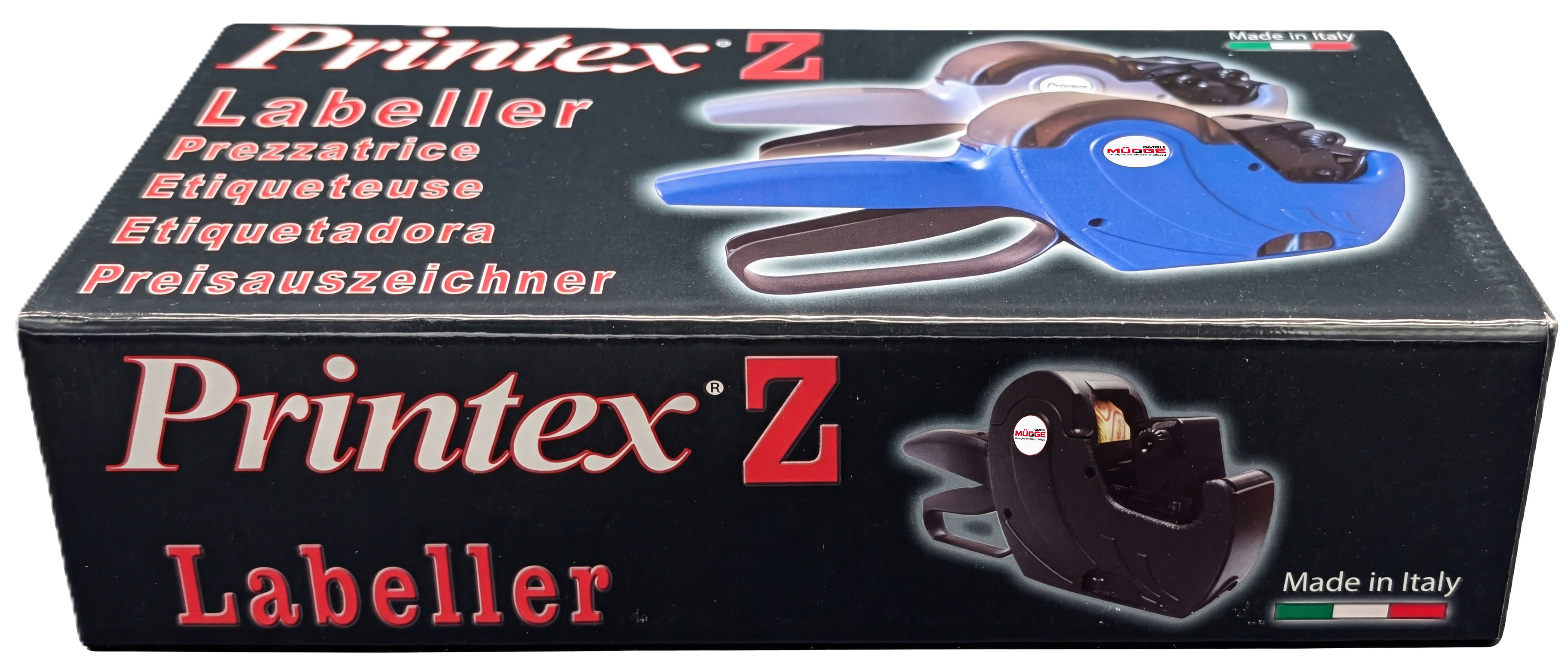 Preisauszeichner, Etikettierpistole, Handgerät, blau-braun, Made in Italy