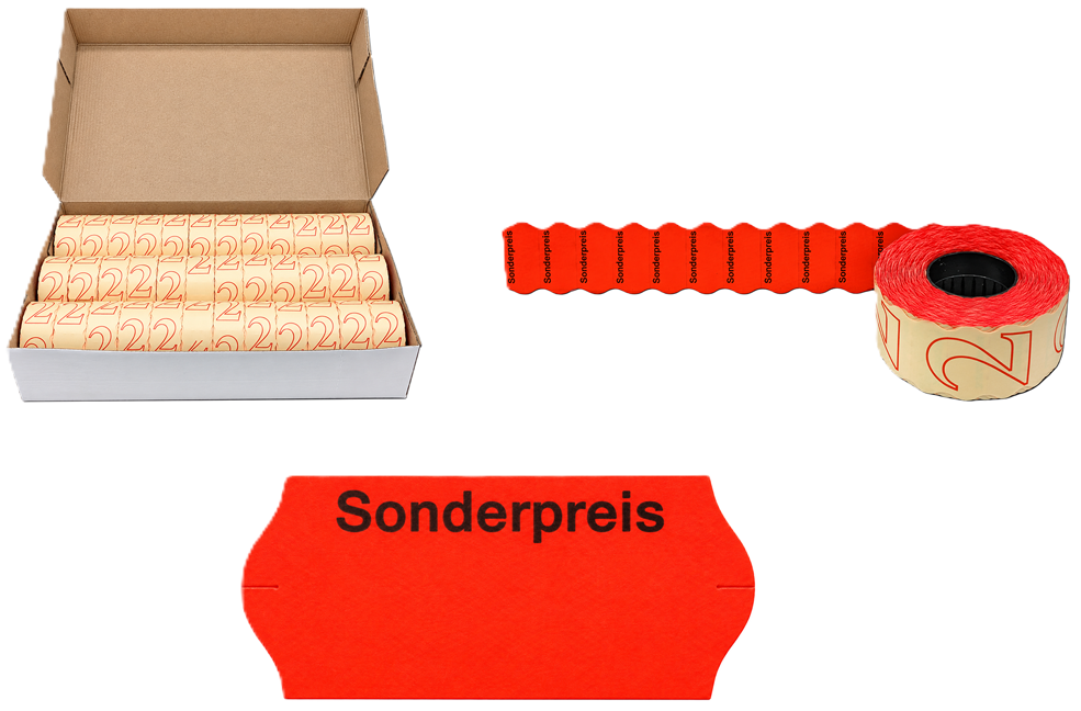 Preisetiketten, Sonderpreis, Papieretiketten, Rot, Rollenetiketten