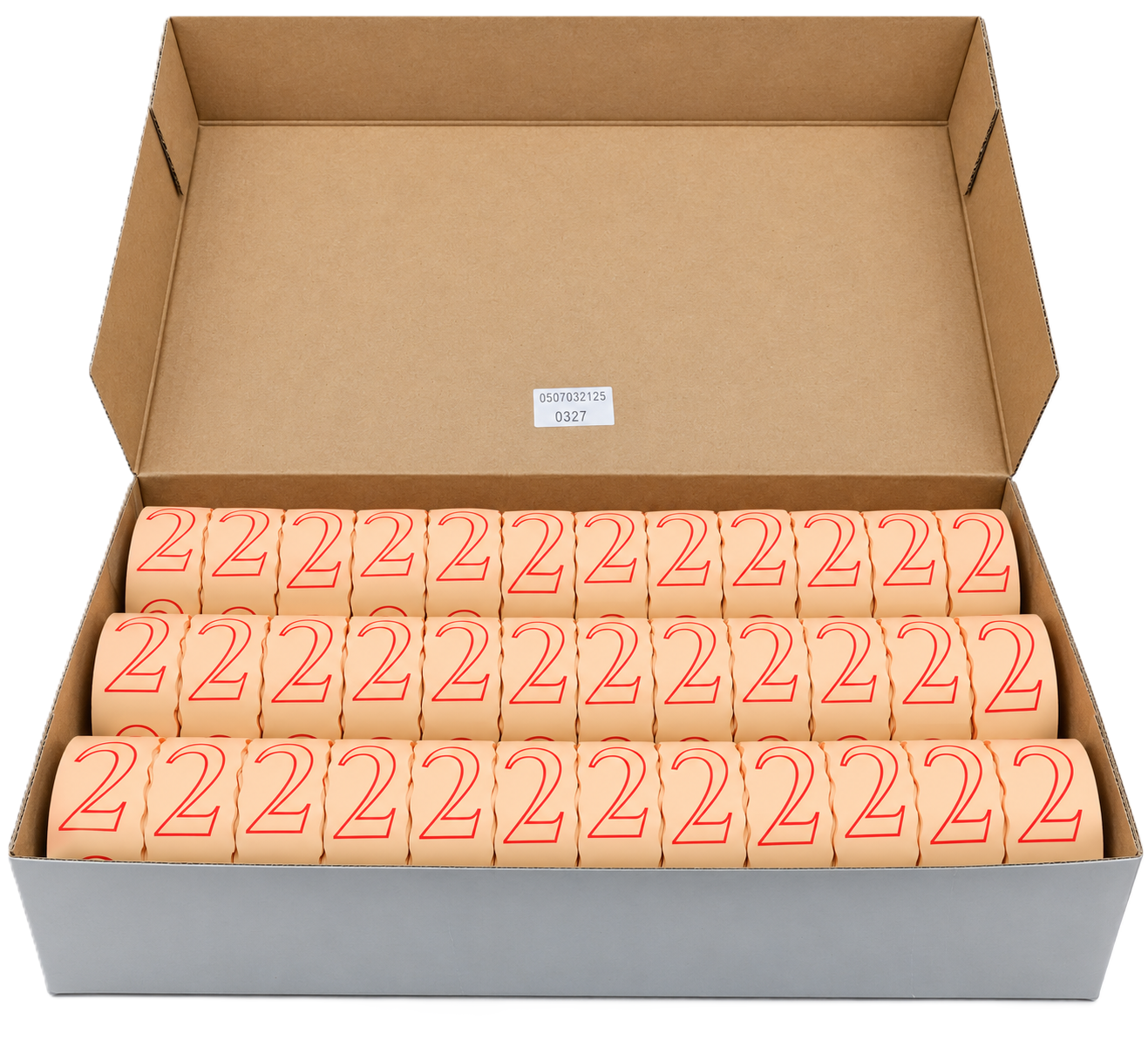 Etikettenrollen 26 x 12 mm | Welle G2 | Fluor Orange | Permanent haftend | Blanko