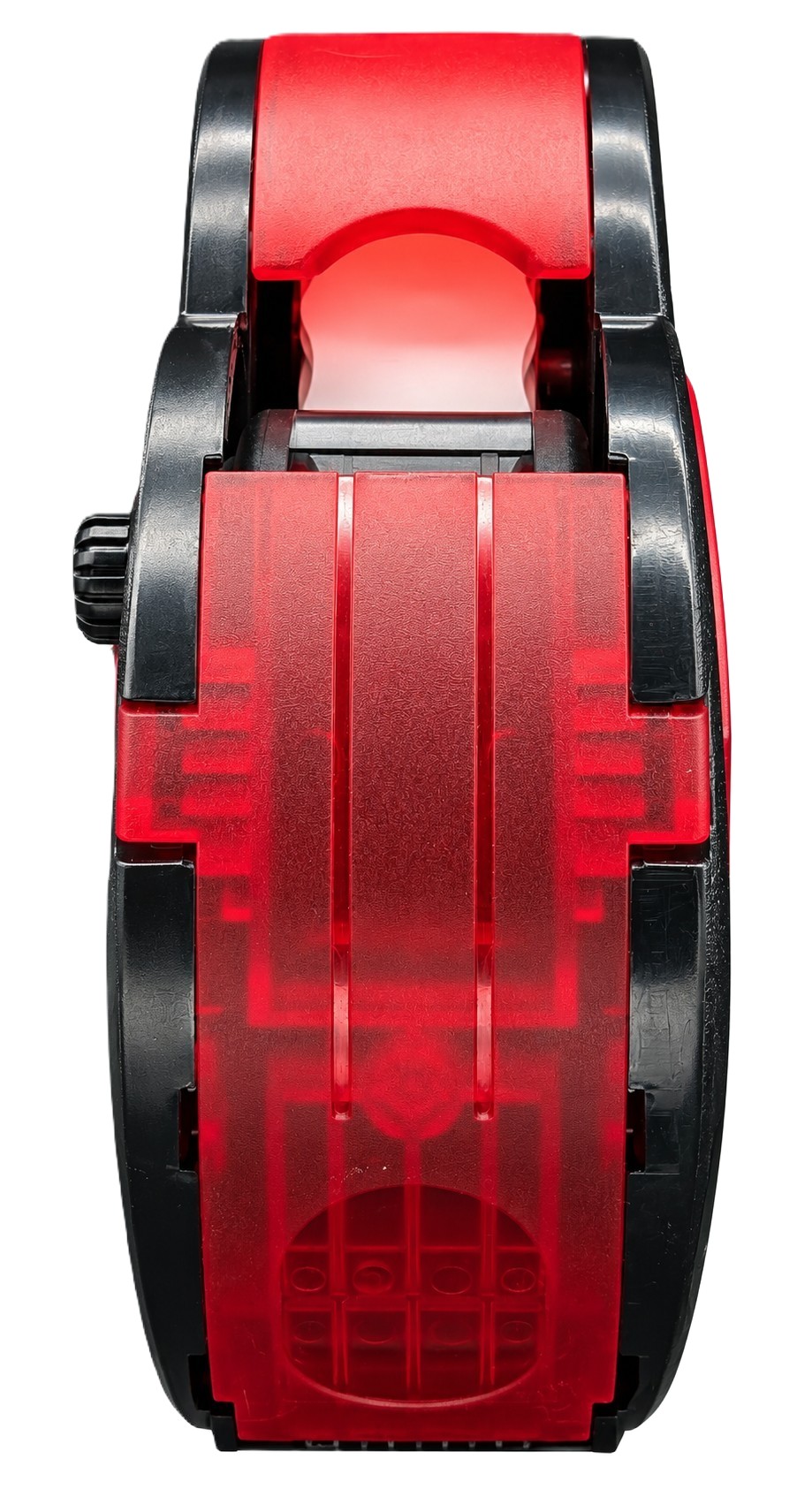 Kunststoffspielzeug, Rot-schwarz, Transparentes Gehäuse, Mechanisches Spielzeug