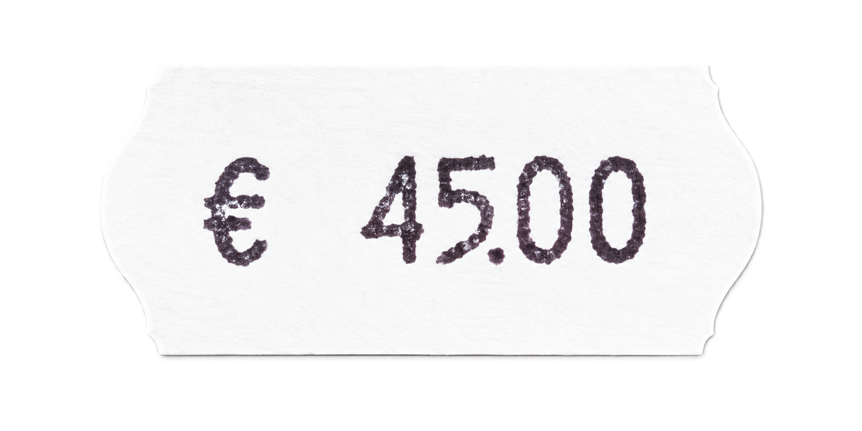 Preisschild, Papier, weiß, handgeschriebener Preis, 45 Euro