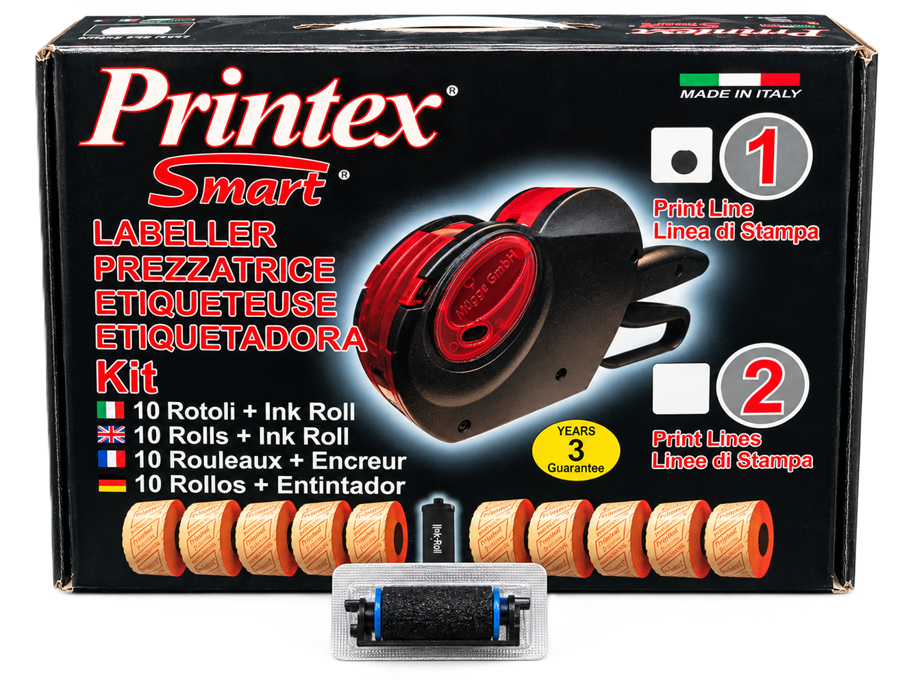 Handetikettierer, Preisauszeichner, Kunststoffgehäuse, schwarz-rot, Etikettenrollen