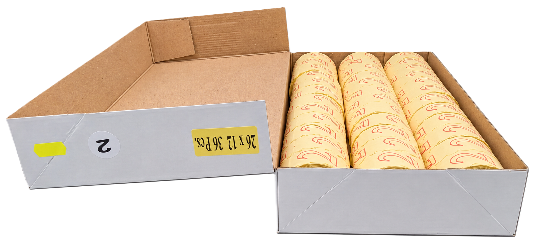 Etikettenrollen 26 x 12 mm | Welle G2 | Fluor Gelb | Permanent haftend | Blanko