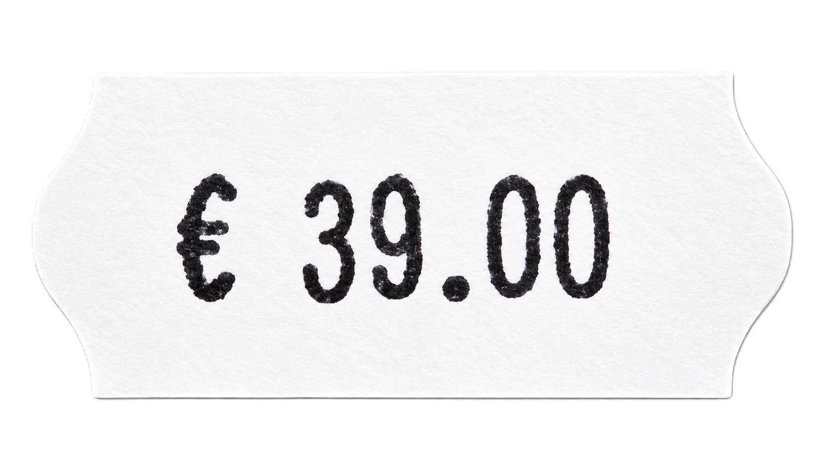 Preisschild, Papieretikett, weiß, schwarzer Aufdruck, Europreis