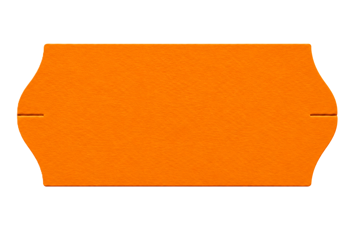 Orange Kunststoffplatte, Strukturierte Oberfläche, Geschwungene Seiten, Seitliche Schlitze