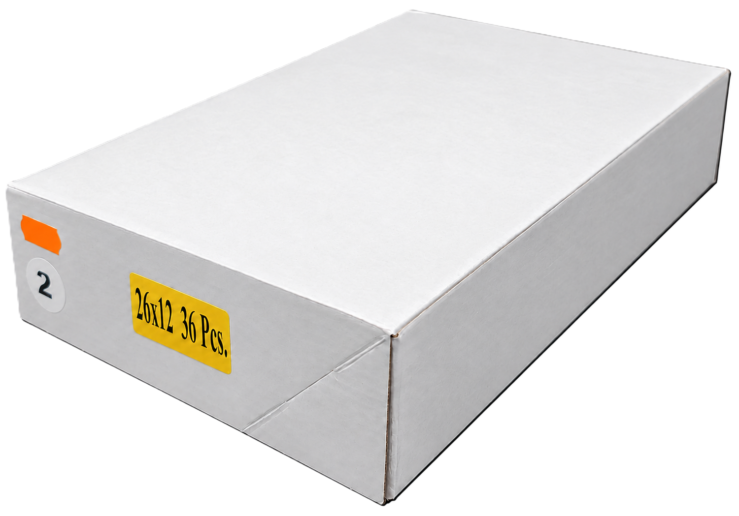 Flache Pappschachtel, weißer Karton, rechteckige Verpackung, 36 Stück
