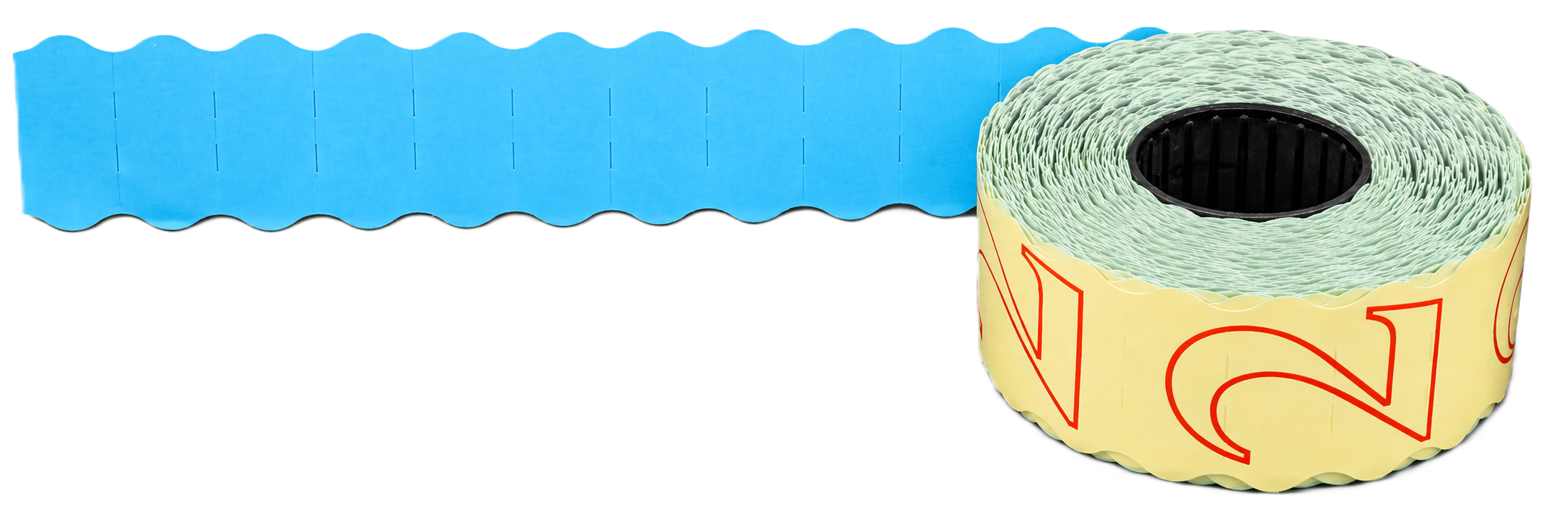 Schwammrolle, Schwammband, Knet-/Schaumwerkzeug, Rollenschwamm, Blaue Oberfläche, Preisauszeichner-Etiketten, Rollenetiketten, Wellenschnitt, Blau, Selbstklebend, Preisauszeichner-Etiketten, Rollenetiketten, Blau, Wellenschnitt, Selbstklebend
