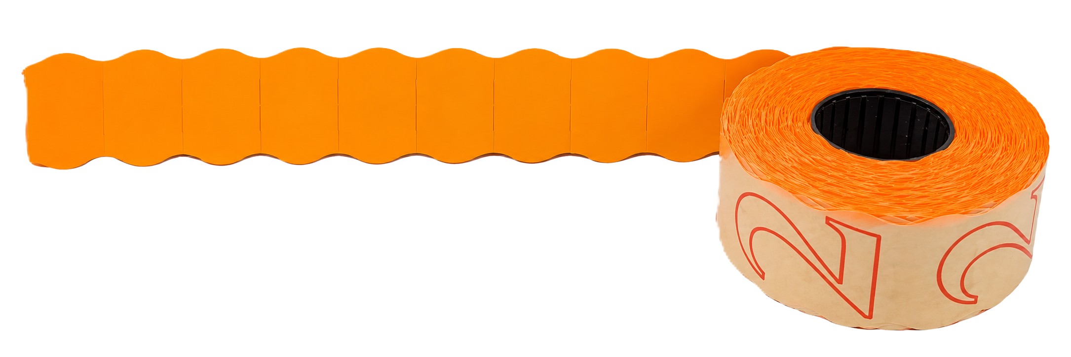 Preisauszeichner-Etiketten, Etikettenrolle, Orange, Wellenrand, selbstklebend, Preisauszeichneretiketten, Etikettenrolle, Orange, selbstklebend, wellenförmiger Rand
