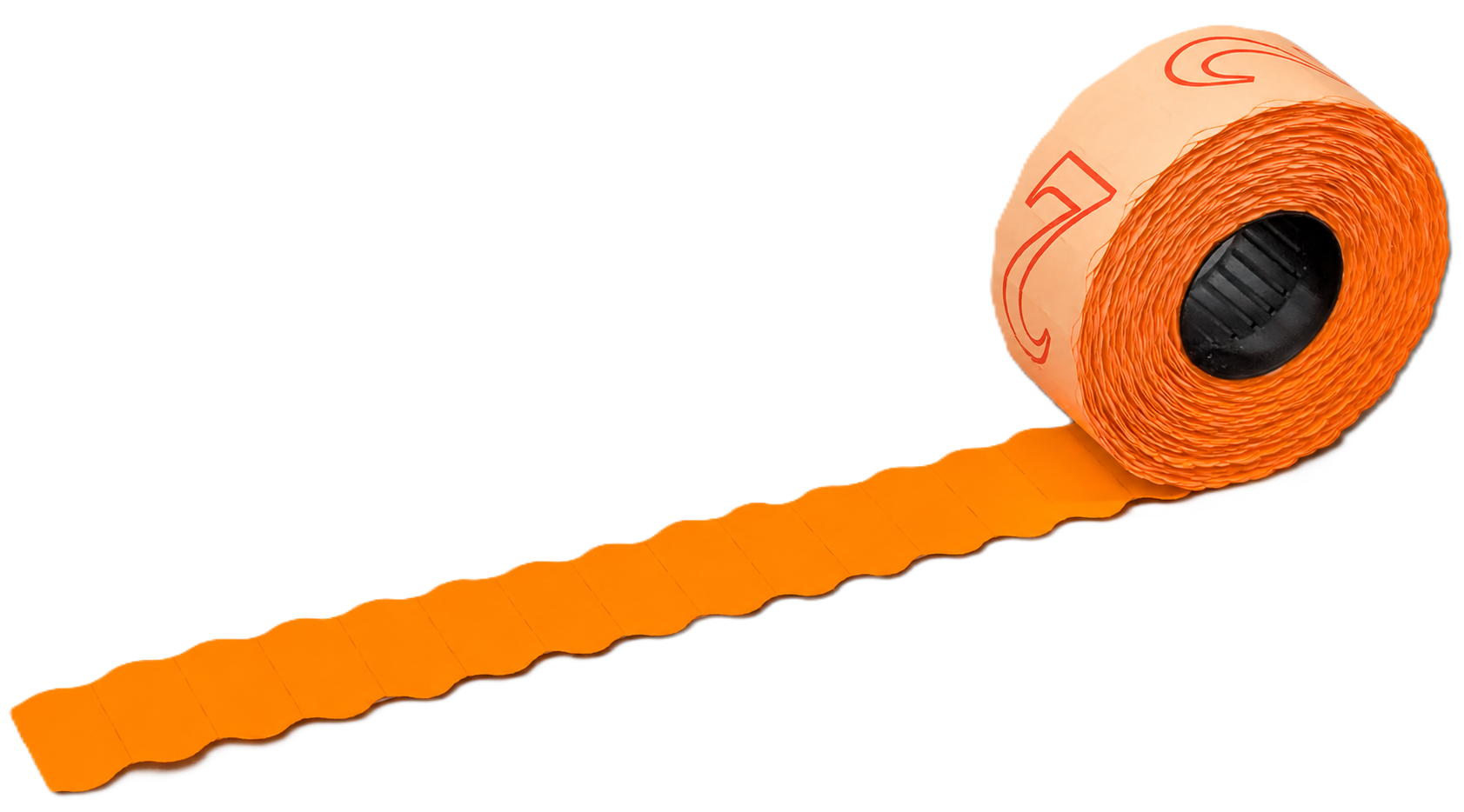 Preisauszeichner-Etiketten, Etikettenrolle, Orange, Selbstklebend, Wellenschnitt