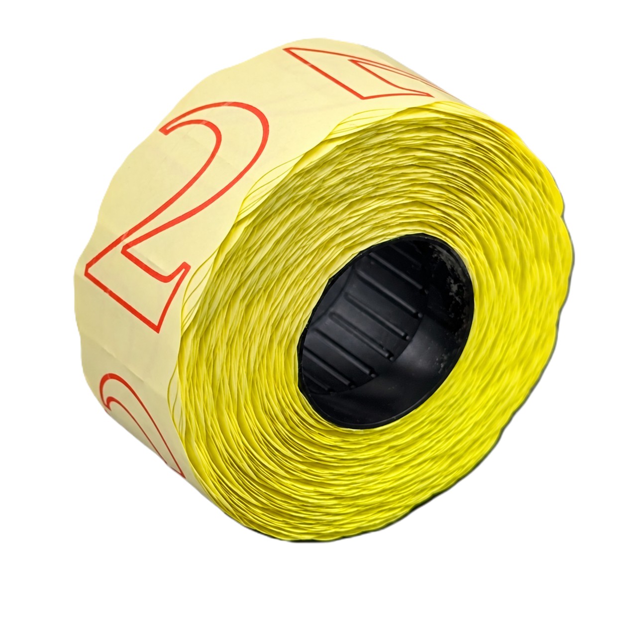 Preisauszeichner-Etiketten, Etikettenrolle, Gelb, Papieretiketten, Zahlenaufdruck, Preisetiketten, Etikettenrolle, gelbes Papier, rote Ziffern, selbstklebend