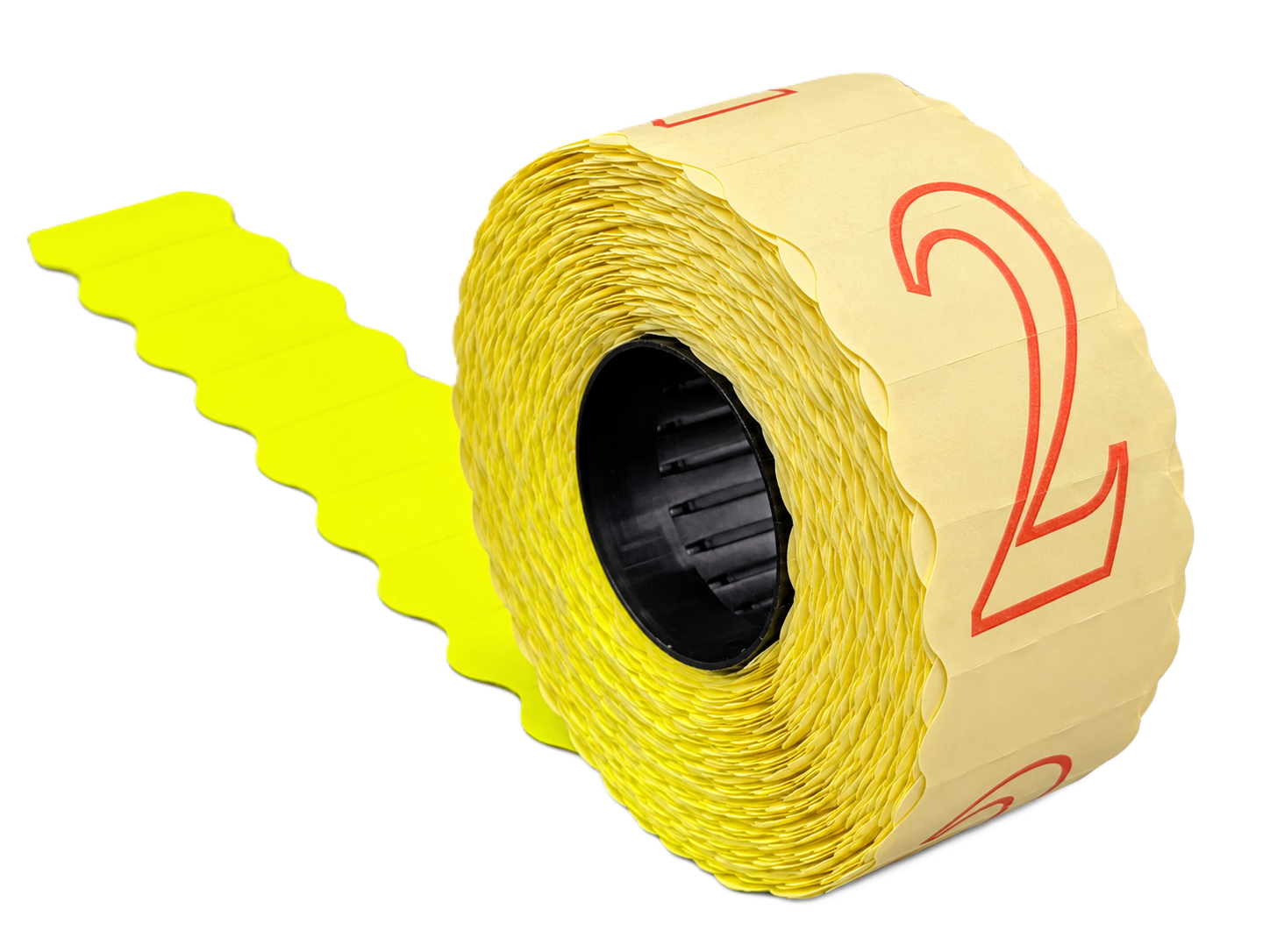 Preisauszeichner-Etiketten, Rolle, Gelb, Papieretiketten, Wellenrand, Preisauszeichner-Etiketten, Etikettenrolle, gelb, Wellenrand, Ziffer 2