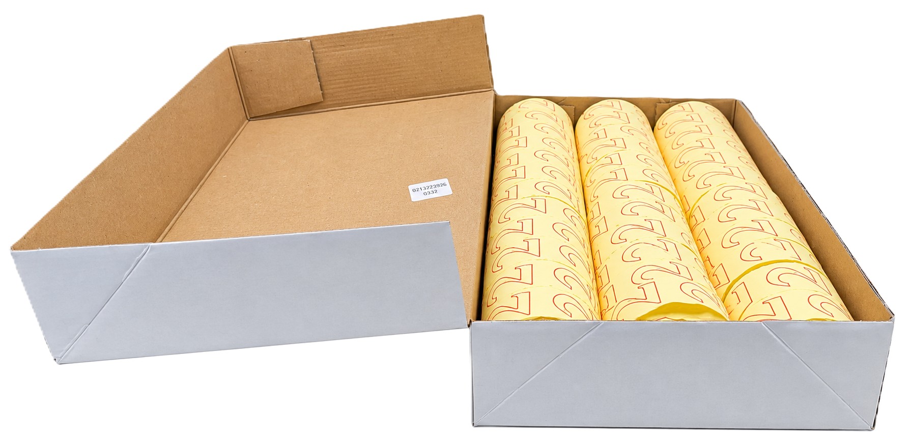 Etikettenrollen, Klebeetiketten, gelb, Zahlenmuster, Papierrollen