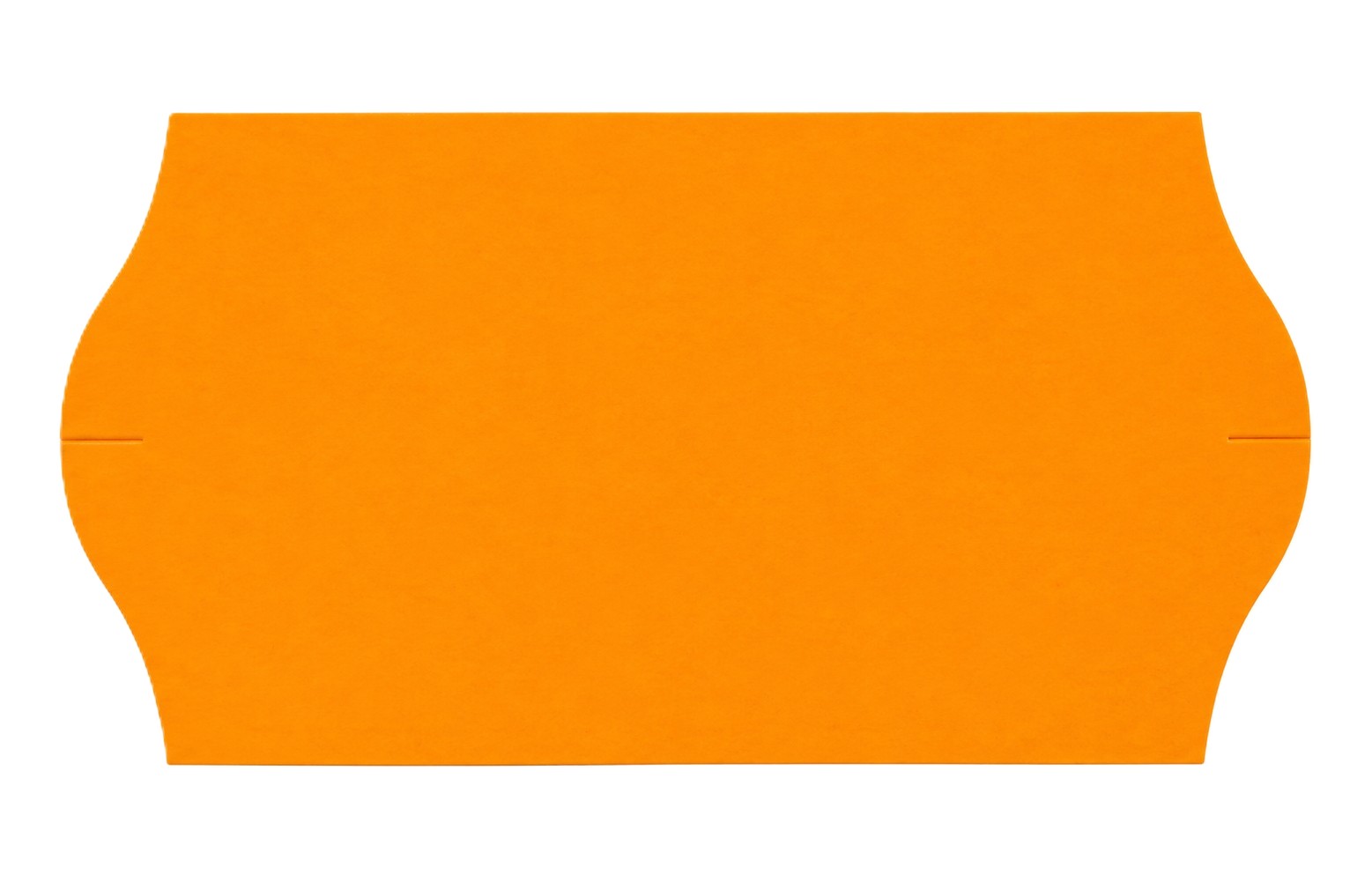 orangefarbener Karton, Stanzform, seitliche Schlitze, einfarbig, Papieretikett, Orange, Einfarbig, Gestanzte Form