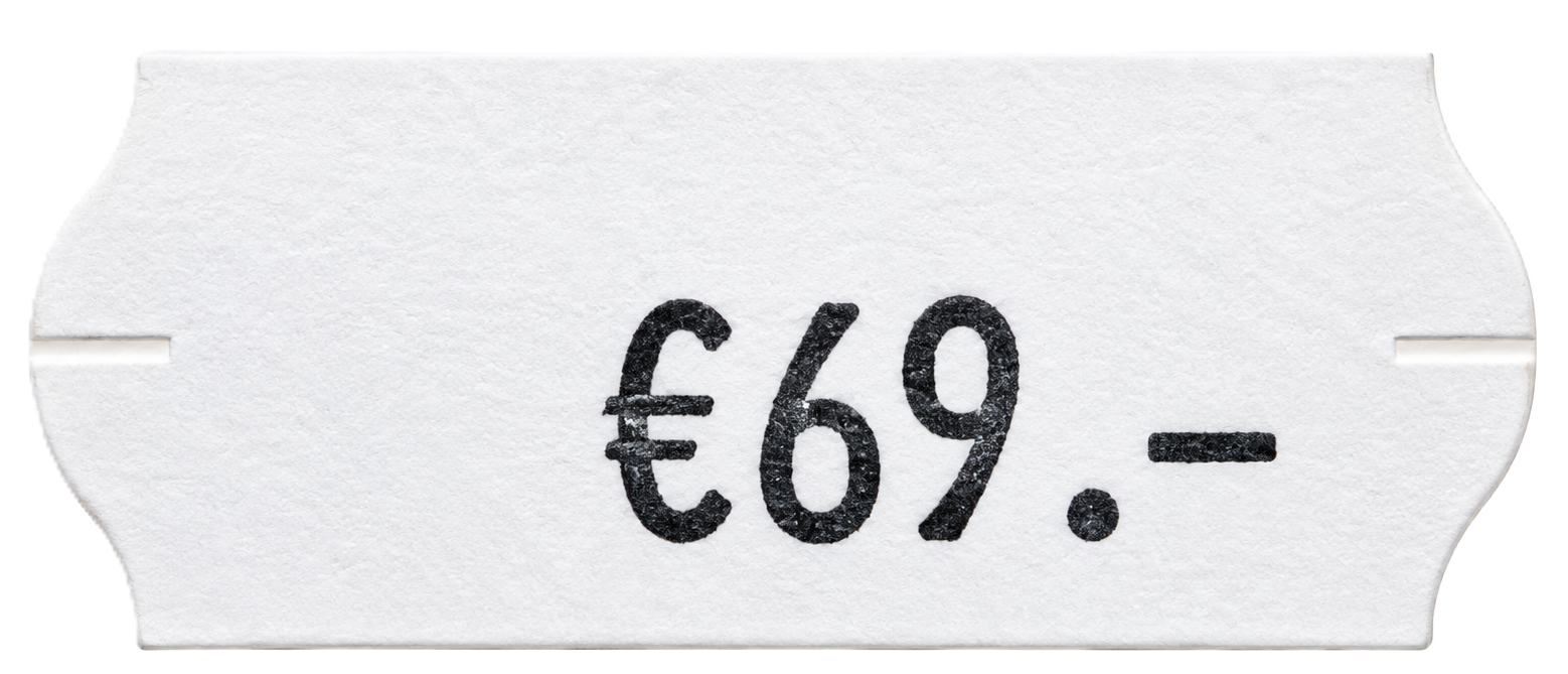 Preisschild, Papieretikett, weiß, schwarzer Aufdruck, Europreis
