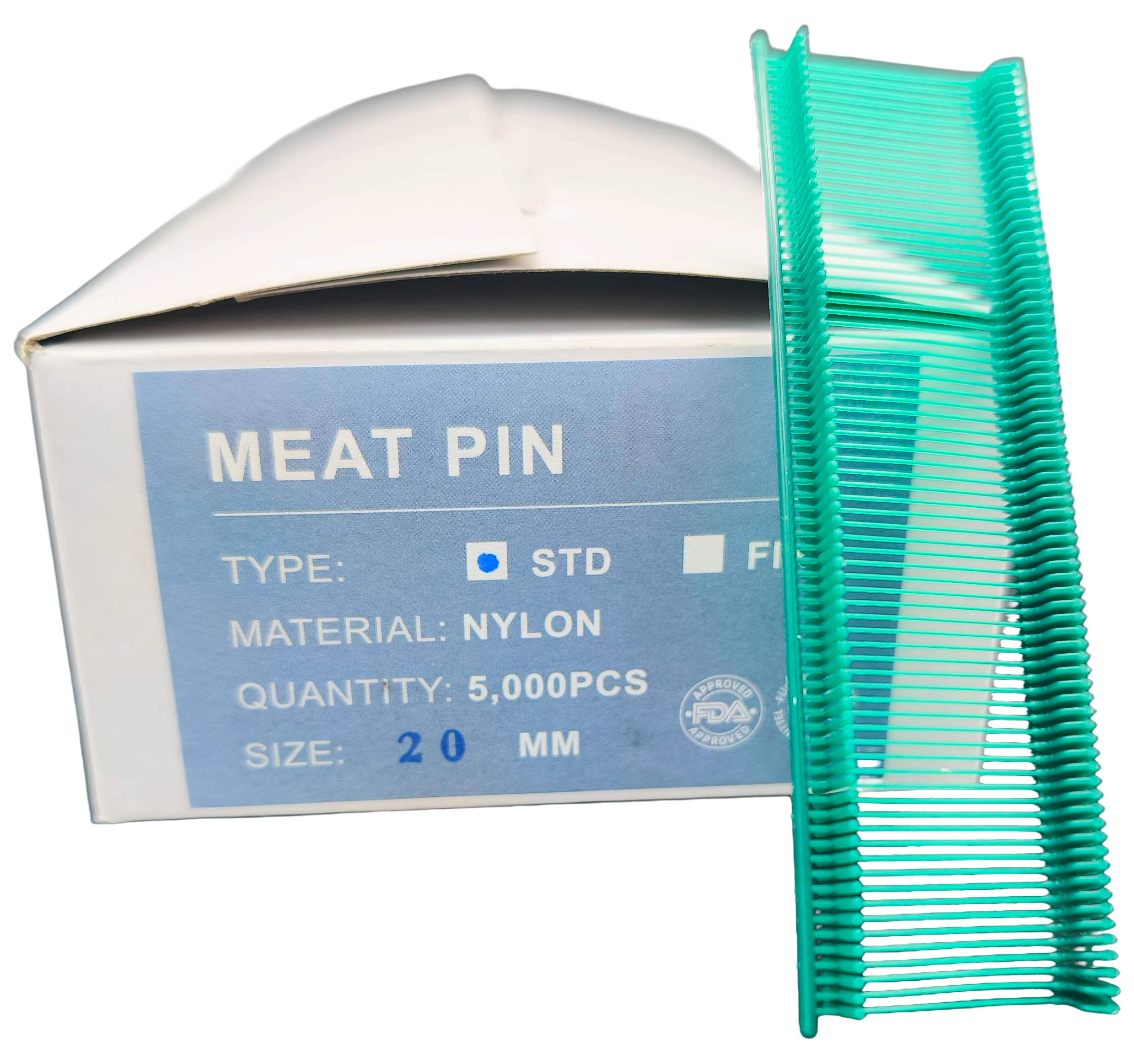 5.000 Fleischkennzeichnungsfäden, dunkelgrün aus Nylon, 20mm