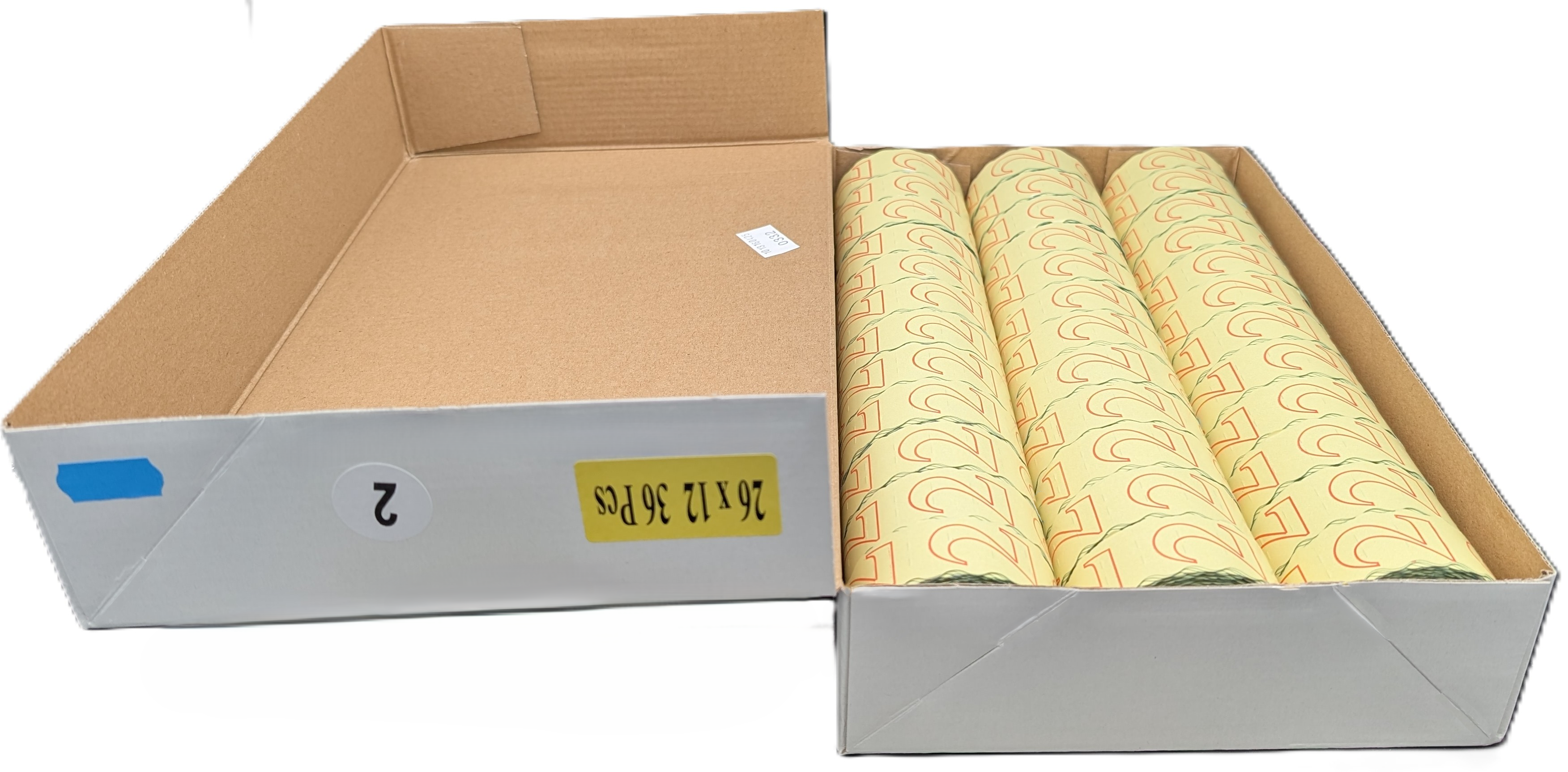 Etikettenrollen, Klebeetiketten, gelb, Papierrollen, 26 × 12 mm, Etikettenrollen, Papierrollen, gelb, bedruckt, Kartonverpackung